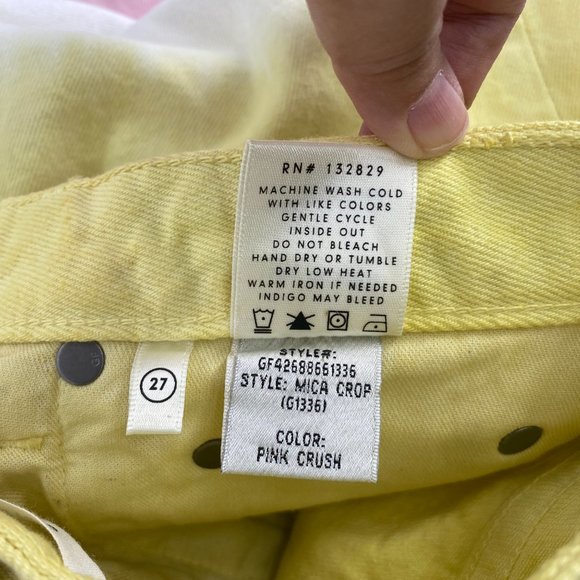 Grlfrnd NWT Mica Crop Color Block Straight Leg Denim Jeans Pink Crush 27 New - Picture 10 of 15